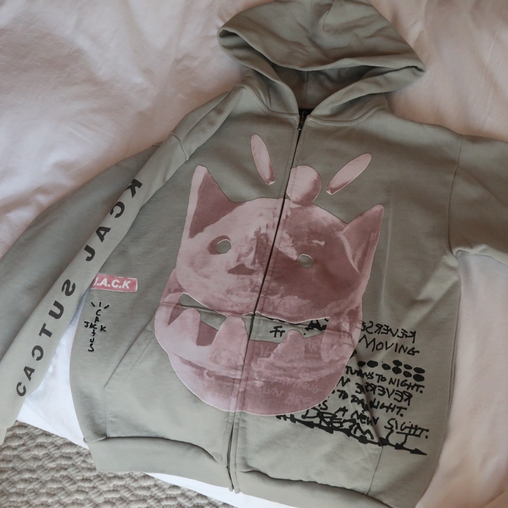 travis scott new sight zip up hoodie, olive, M